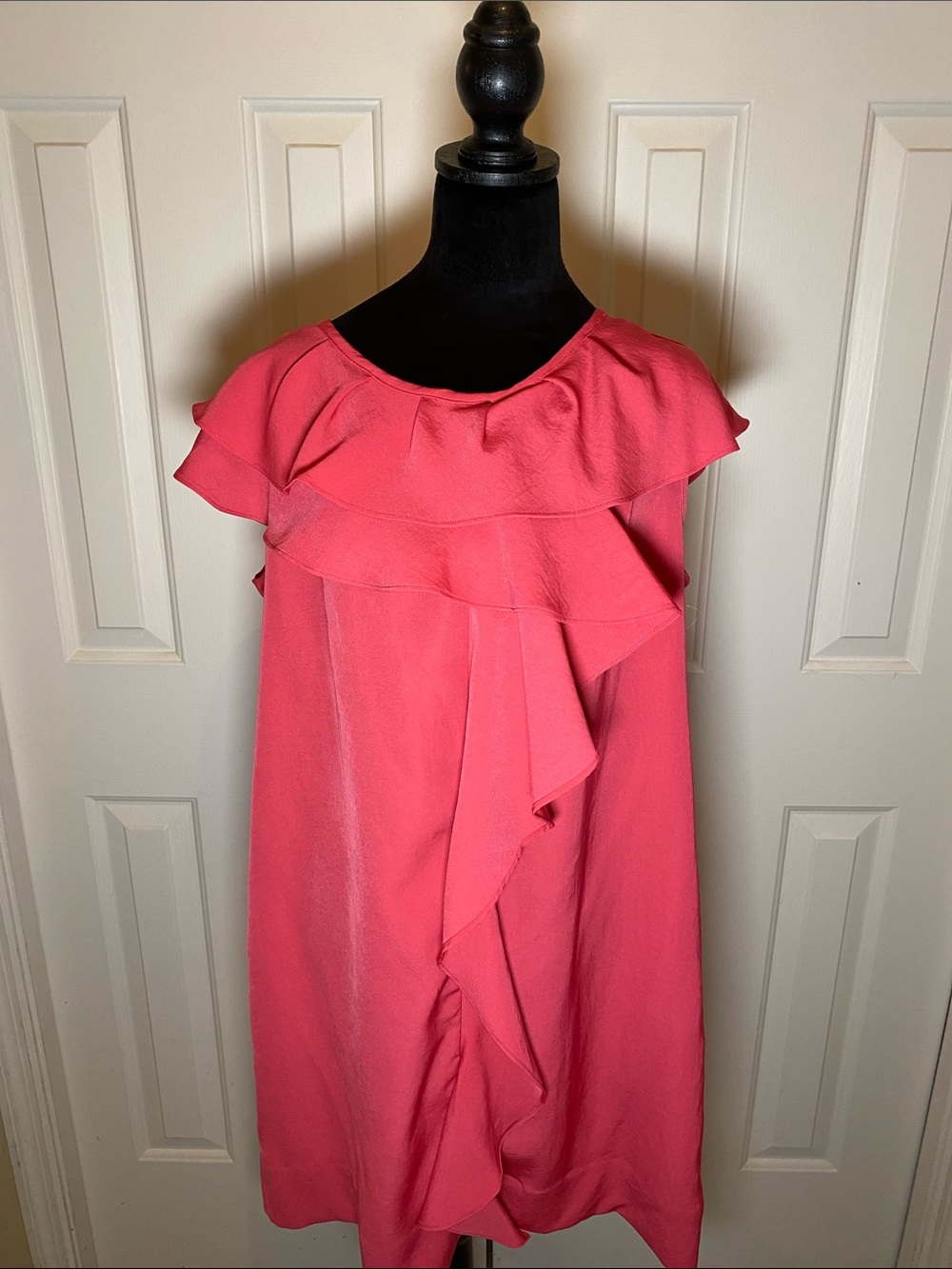 NWT New Directions Coral Pink Ruffled Sleeveless Dress